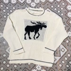 VINTAGE Christmas Moose Sweater